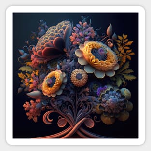 A Fractal Bouquet of Flowers Sticker